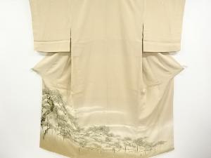リサイクル　松模様刺繍三つ紋色留袖(比翼付き)
